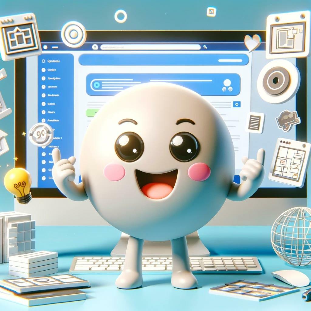 A cartoon character is sitting in front of a computer.