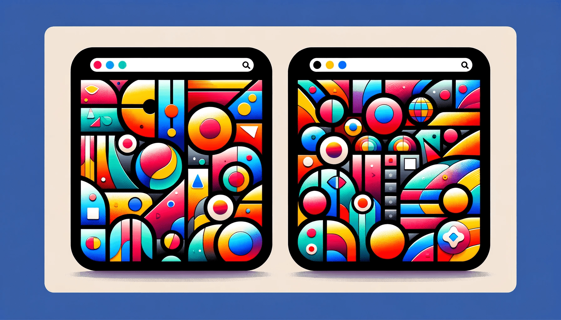 Two phones with colorful designs on them.