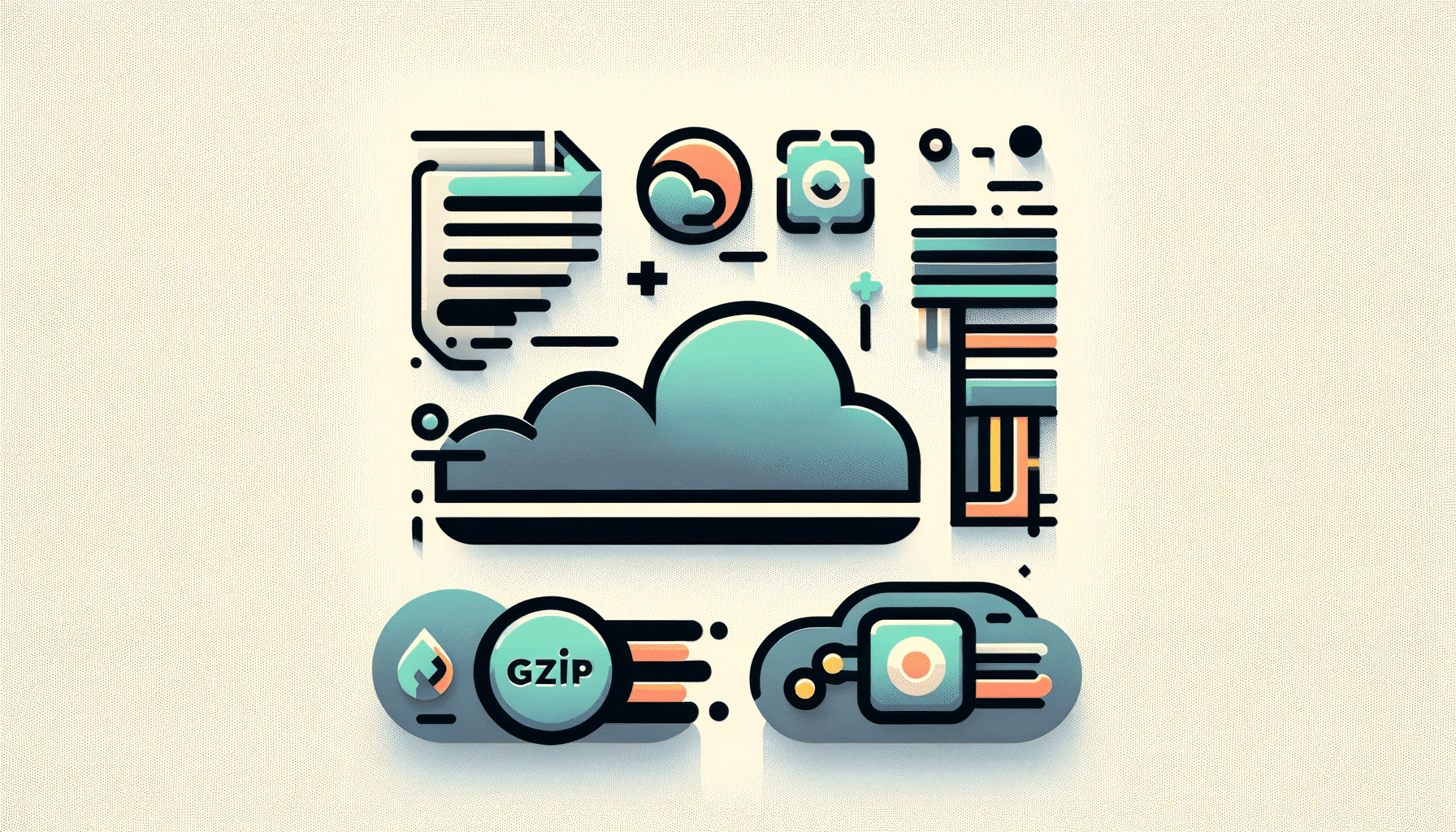 An illustration of a cloud with various icons on it.