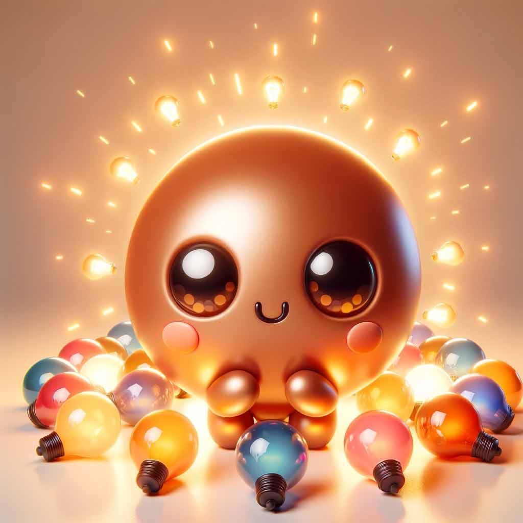 A kawaii octopus surrounded by christmas lights.